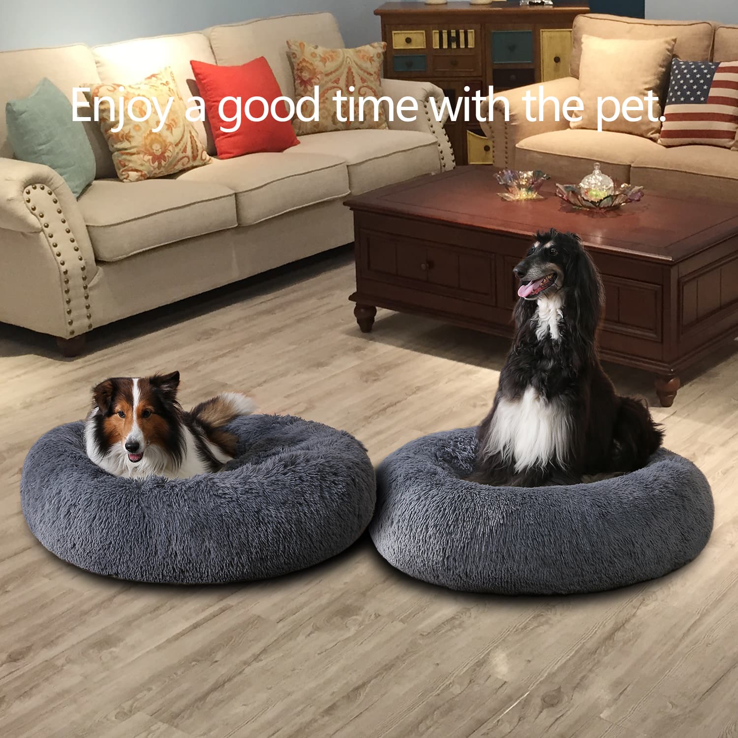 Cama Donut de Peluche con Cierre para Perros y Gatos - Lavable thumbnail 2