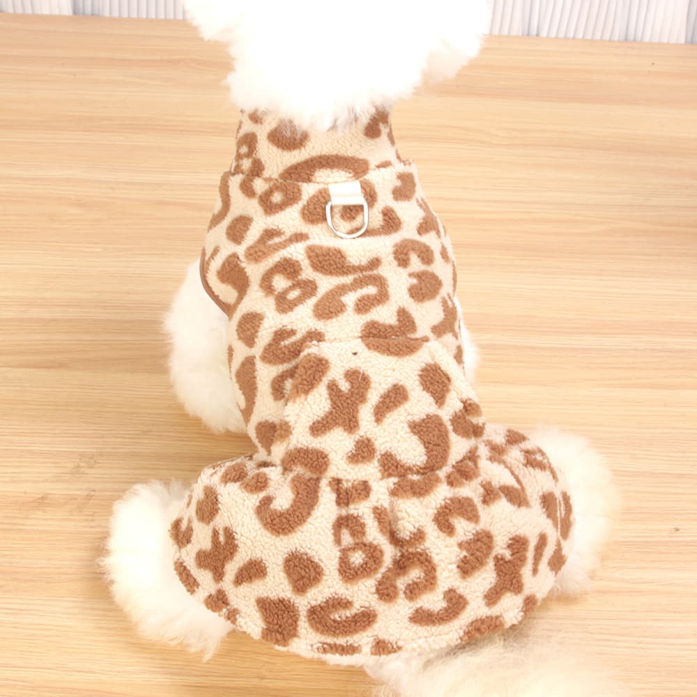Vestido de Polar Estampado Leopardo para Perros Pequeños thumbnail 2
